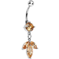 Orange Gem Noble Leaves Dangle Belly Ring