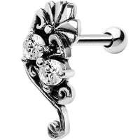 Silver 925 Clear Gem Fan Right Cartilage Earring