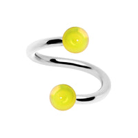 16G 5/16 Iridescent Yellow Acrylic Ball Spiral Twister