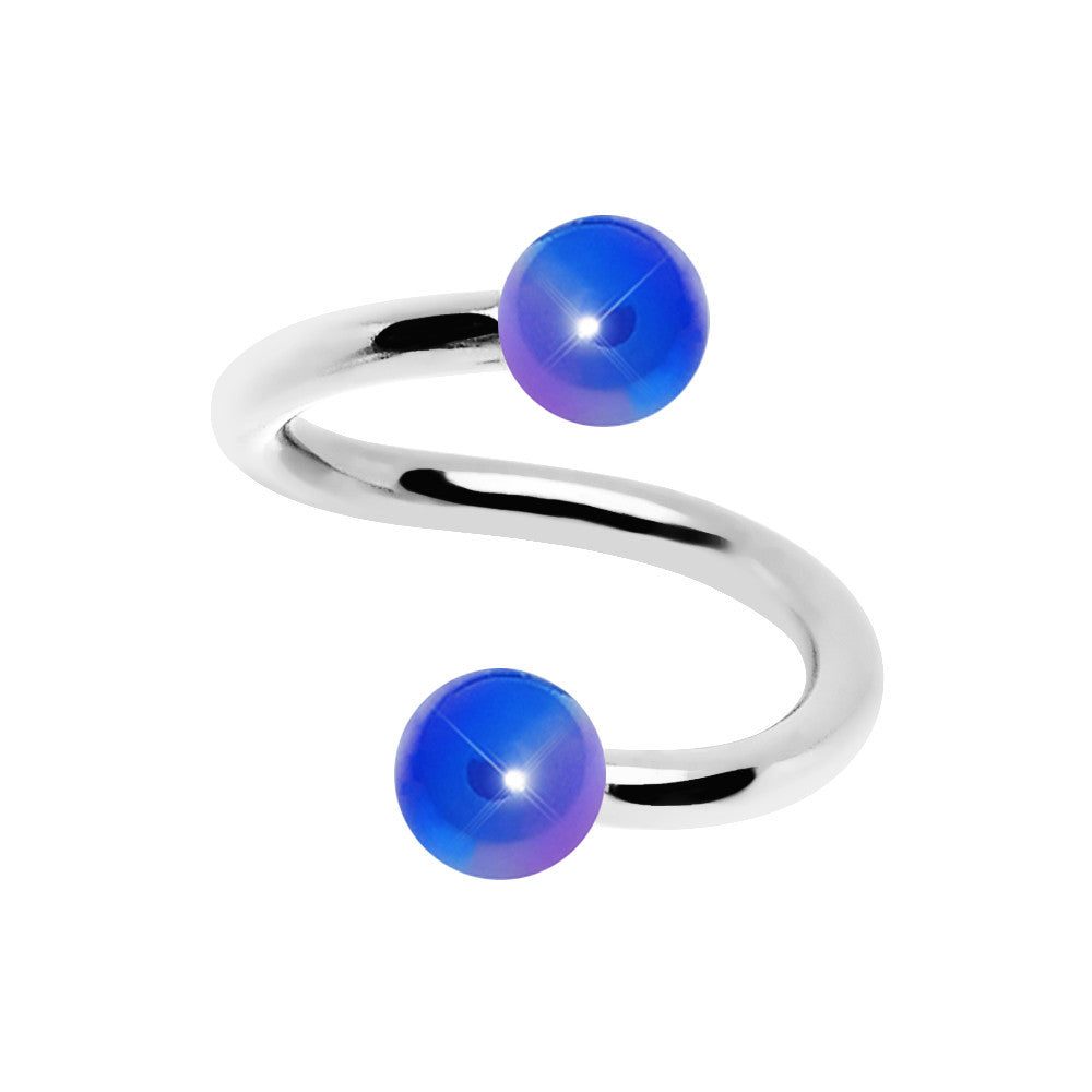 16G Iridescent Blue Acrylic Ball Spiral Twister