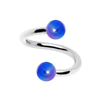 16G Iridescent Blue Acrylic Ball Spiral Twister