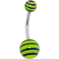 Green and Black Acrylic Striped Belly Ring