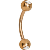 16G 3/8 Gem Rose Gold Plated Curved Barbell