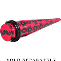 1/2 Black Mustaches Red Acrylic Taper Ear Plug