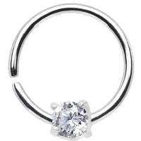 18G 3/8 925 Silver Clear CZ Daith Tragus Earring
