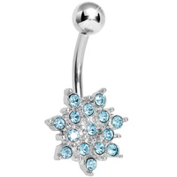 Aqua Gem Sparkling Snowflake Belly Ring