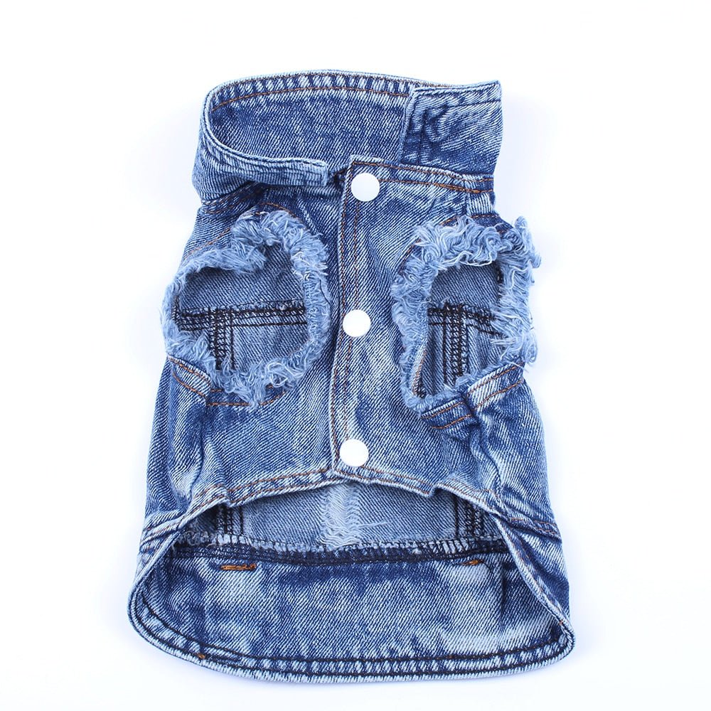 Pet Dog Cat Blue Denim Jeans Jacket Coat Vest - Jaico Online Shop