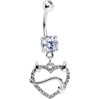 Double Clear Gem Sexy Devil Heart Dangle Belly Ring