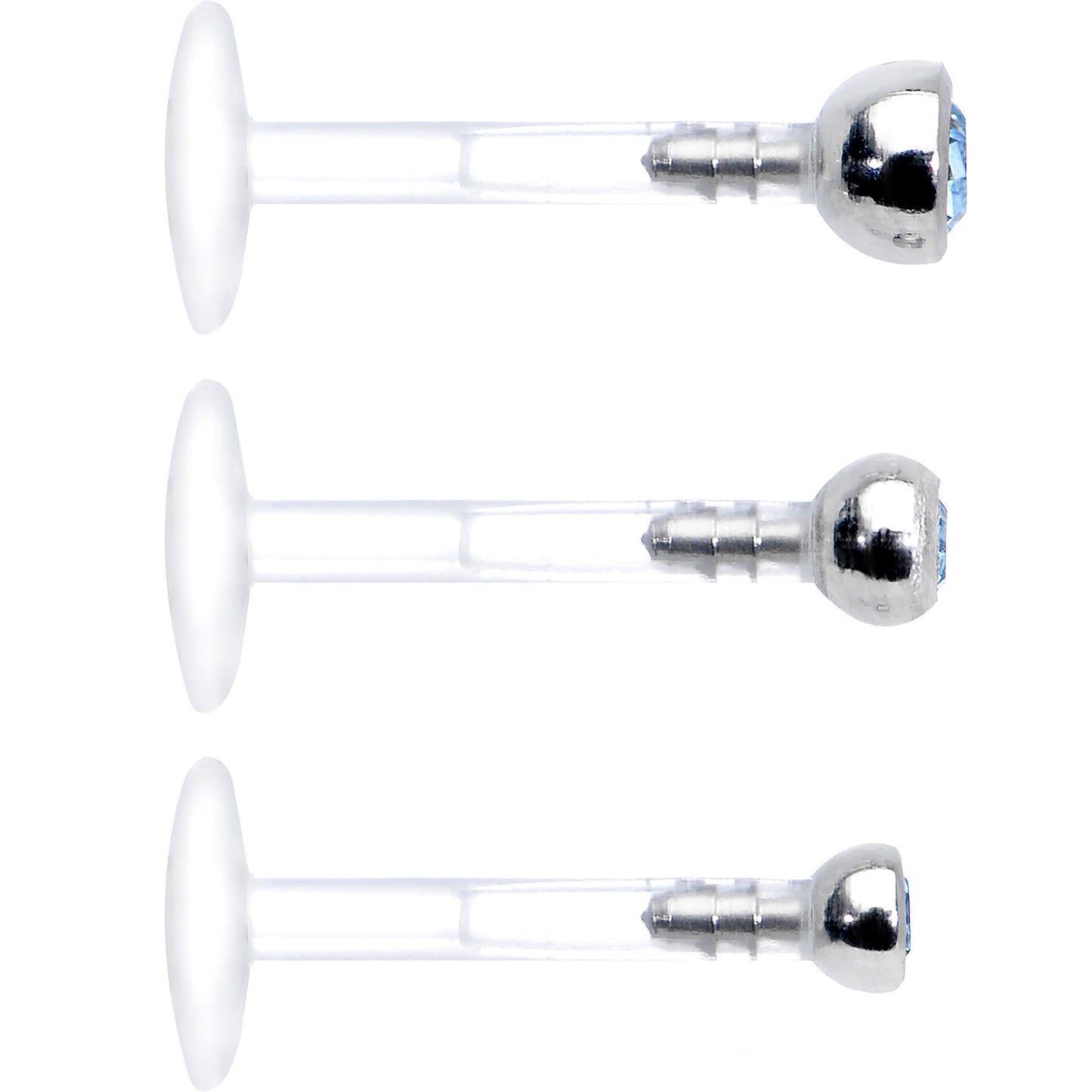 16G 5/16 Aqua Gem Bioplast Triple Forward Helix Barbell 3 Pack Set