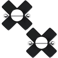 14G Black Acrylic X Nipple Shield Set