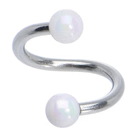 16G 5/16 Iridescent White Acrylic Ball Spiral Twister Ring