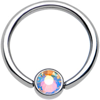 16G 3/8 Aurora Gem Disc Stainless Steel BCR Captive Ring