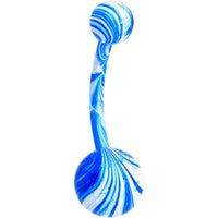 Steel Resin Blue Swirl Belly Ring