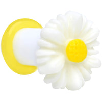 2G White Acrylic White Daisy Flower Single Flare Plug