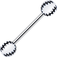 White Acrylic Double Play Baseball Barbell Tongue Ring