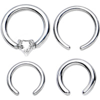 16G and 14G Clear Gem Heart Interchangeable BCR Set