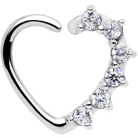 16G Clear CZ Heart Left Closure Daith Cartilage Tragus Earring
