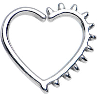 16G 3/8 Spiked Heart Closure Daith Cartilage Tragus Earring