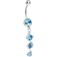 Aqua Gem Gently Curled Dangle Belly Ring