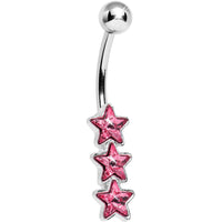Pink Gem Dazzling Triple Star Belly Ring