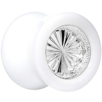 White Acrylic Silver Flashy Tire Rim Saddle Plug 2G to 20mm