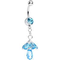 Aqua CZ Fairy Mushroom Dangle Belly Ring