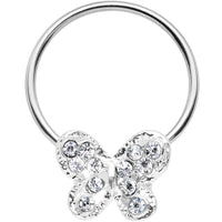 16G 7/16 Clear Gem Soaring Butterfly BCR Captive Ring