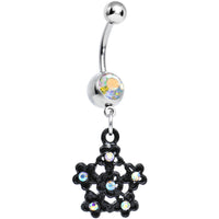 Aurora Gem Flowering Dark Winter Snowflake Dangle Belly Ring