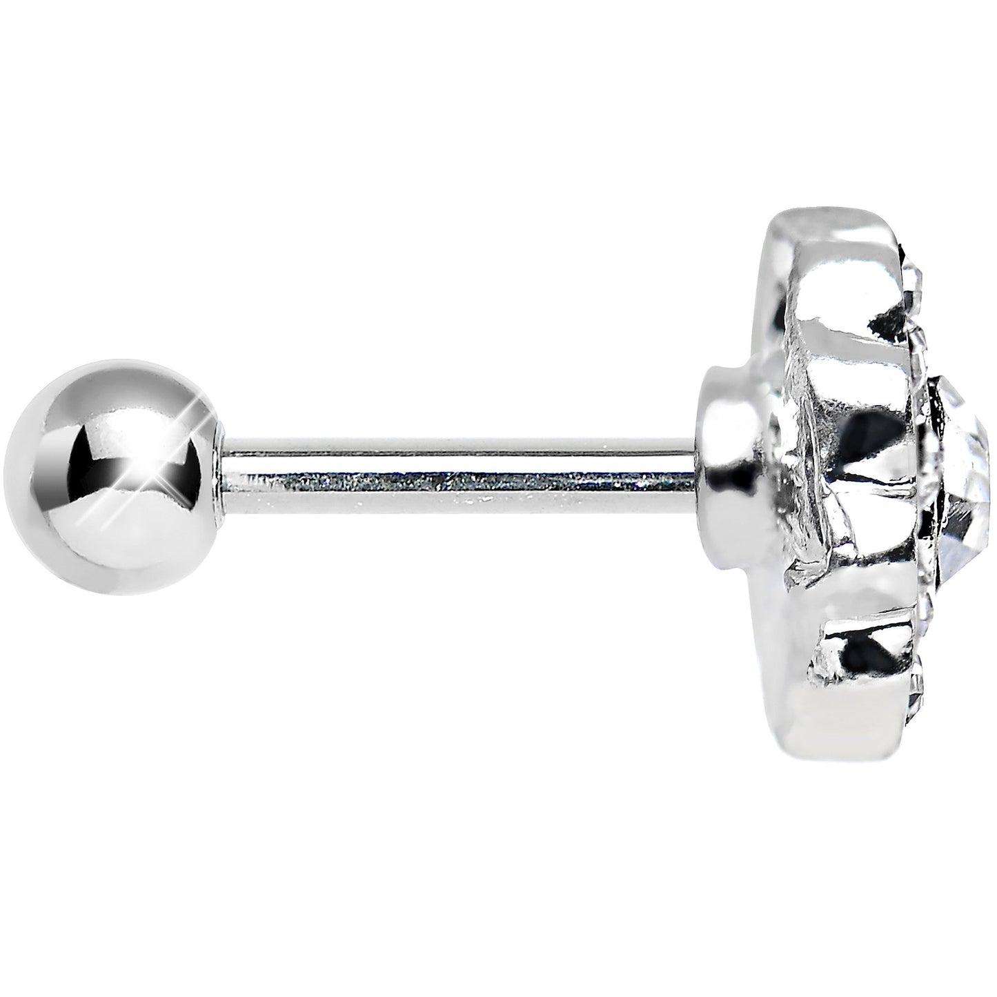 18G Clear CZ Sparkling Flower Cartilage Tragus Earring