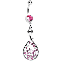 Pink Cubic Zirconia Bubbling Snake Dangle Belly Ring