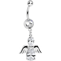 Clear Cubic Zirconia Bowling with My Angel Dangle Belly Ring