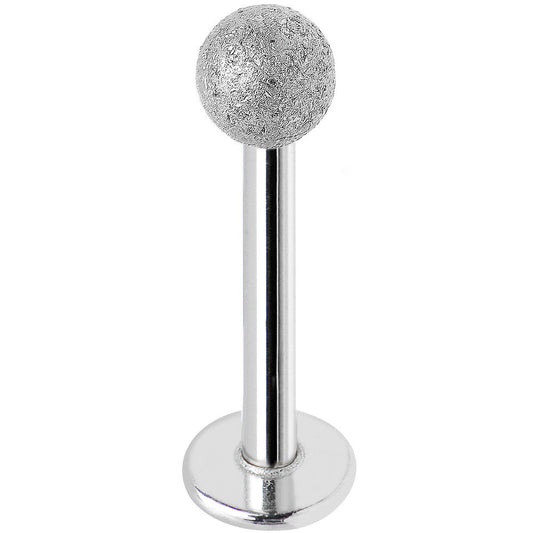 16G 3/8 Silver Sandblasted Steel Monroe Labret 3mm Ball
