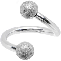 16G 5/16 Silver Sandblasted Steel Spiral Barbell 3mm Ball