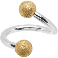 16G 5/16 Gold Sandblasted Steel Spiral Barbell 3mm Ball