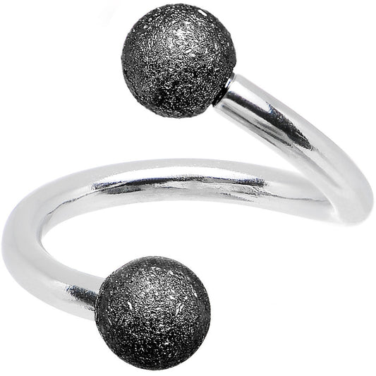 16G 5/16 Black Sandblasted Steel Spiral Barbell 3mm Ball