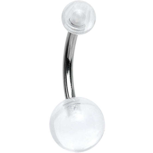 Crystal Clear Acrylic Grade 23 Solid Titanium Belly Ring