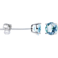 925 Silver Aqua 5mm Cubic Zirconia Radiant Round Stud Earrings