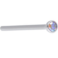 18G 3/4 Aurora CZ Steel Straight Fishtail Nose Ring 2mm