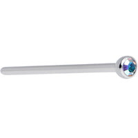 18G 3/4 Aurora CZ Steel Straight Fishtail Nose Ring 2.5mm