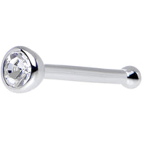 20G 1/4 Clear Bezel Set CZ 14K Solid White Gold Nose Bone 2mm