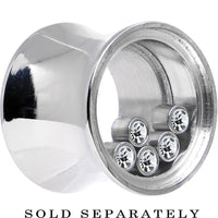 1/2 Moveable Clear Cubic Zirconia Stainless Steel Saddle Plug