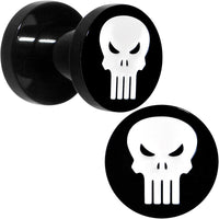 4G Black PVD Licensed The Punisher Logo Screw Fit Plug Set