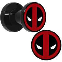 4G Black Acrylic Licensed Deadpool Logo Screw Fit Plug Set