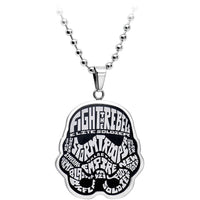 Licensed Steel Star Wars Typography Art Stormtrooper Pendant Necklace