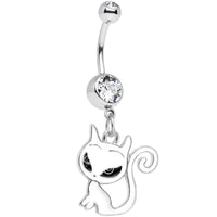 Clear Gem Kitten Dangle Belly Ring