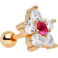 1/4 Gold Anodized Clear Petaled CZ Floral Tragus Cartilage Earring