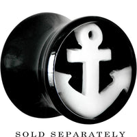 00G Black Acrylic Drop the White Anchor Saddle Plug