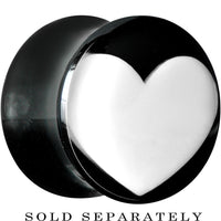 1/2 Black Acrylic White Heart Saddle Plug