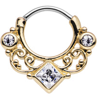 16G 3/8 Gold IP Clear CZ Lahori Palace Septum Clicker