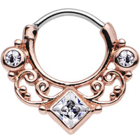 16G 3/8 Rose Gold IP Clear CZ Lahori Palace Septum Clicker